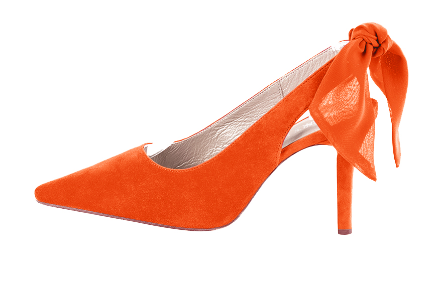 Clementine orange women's slingback shoes.. Profile view - Florence KOOIJMAN